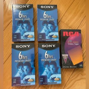 Five Brand New Blank VHS Tapes